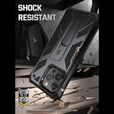 For iPhone 14 Pro Max Case [Work with Fingerprint ID] Cover Metallic Gun metal