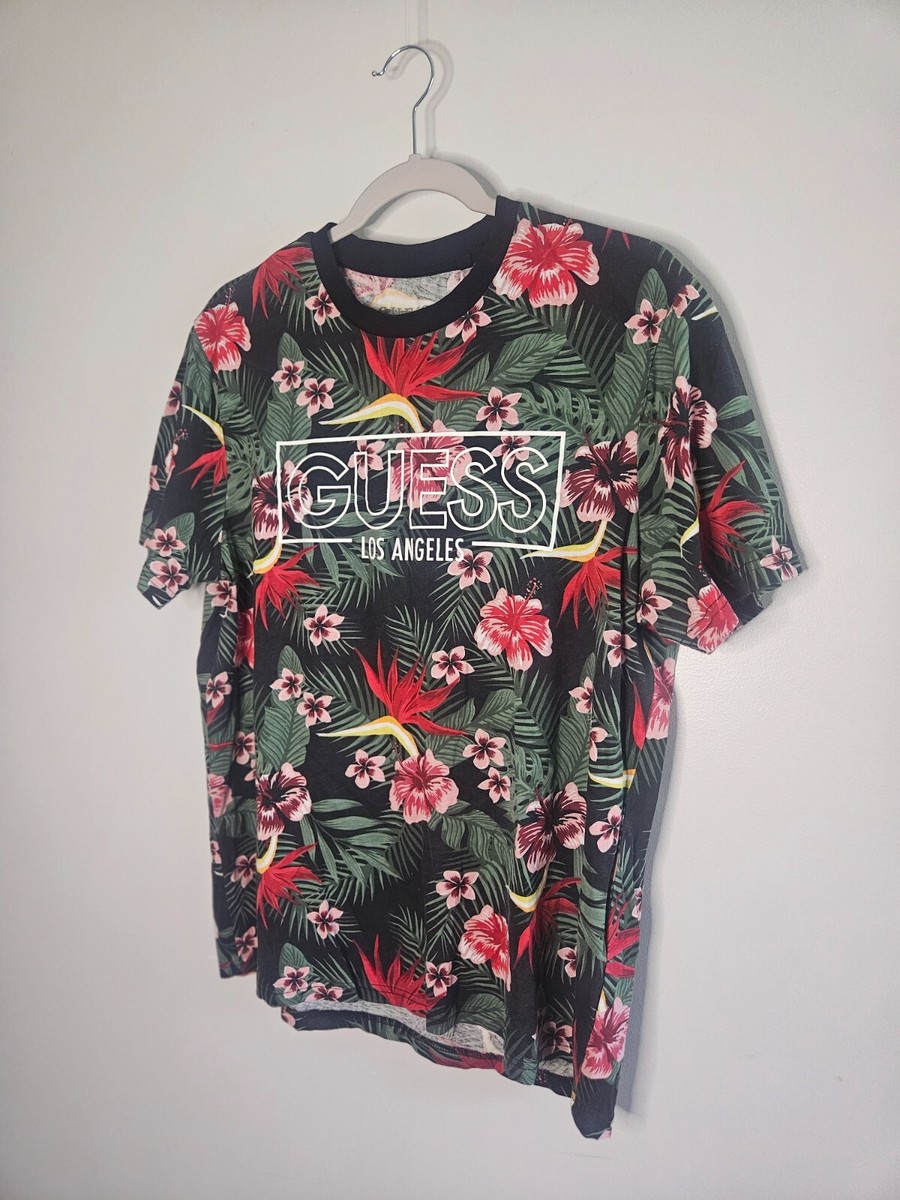 Guess Floral Patterned Short Sleeve T-Shirt Woman's Large | eBay