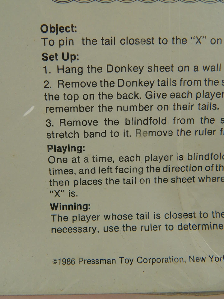 Pin the Tail on the Donkey Pressman Board Game New Sealed Vintage - Image 3 of 3