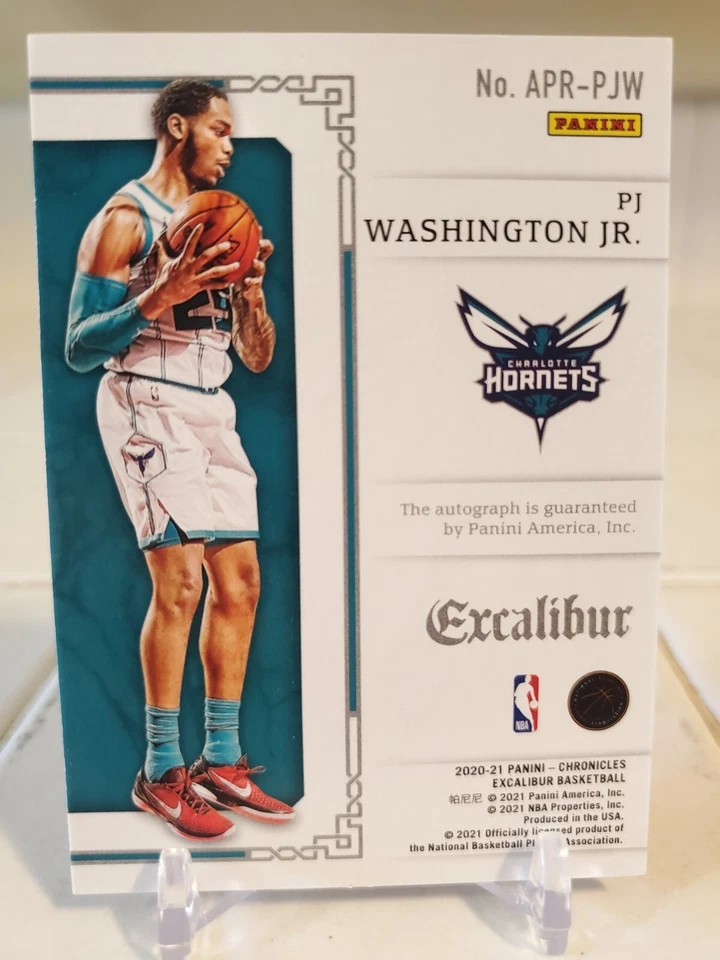 2021 Excalibur PJ WASHINGTON Jr 2nd Year Autograph Card Auto #/99 Purple Foil SP - Image 2 of 2