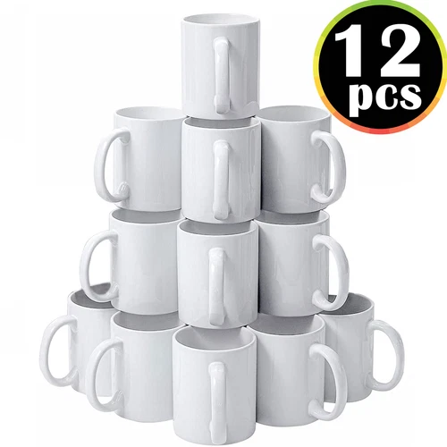 11 Unzen Sublimation Tassen Blanko 12 Stück Sublimation Weiß Kaffee Tee Becher - Bild 2 von 14