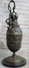 Greek Ancient Handmade Mythology Vintage Vase Urn Bronze Sculpture Lost Wax Deco