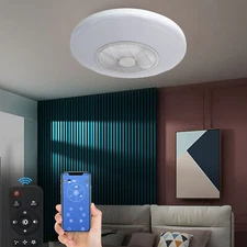 TCFUNDY 20" LED Ceiling Fan Light  APP & Remote Control White Ceiling Fan Lamp