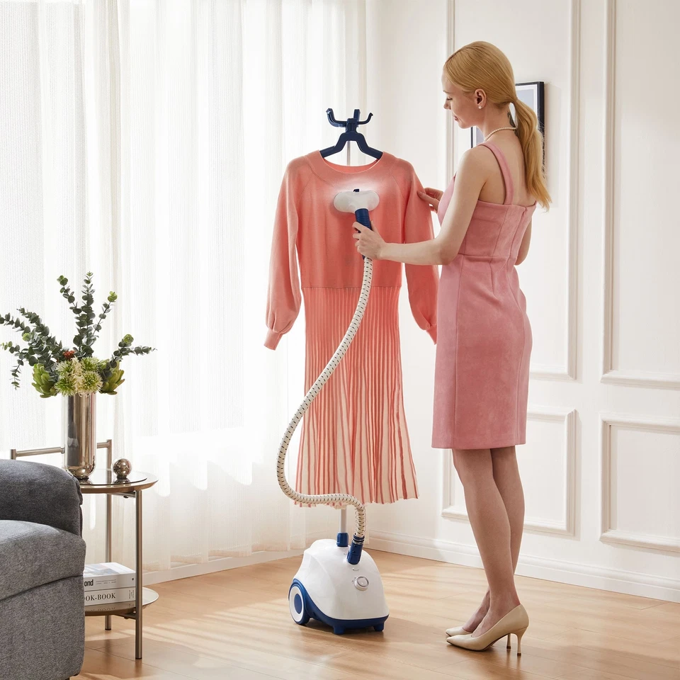 Standing Garment Steamer for Clothes Roll Wheels Wrinkle Remover Continuous - Image 3 of 4