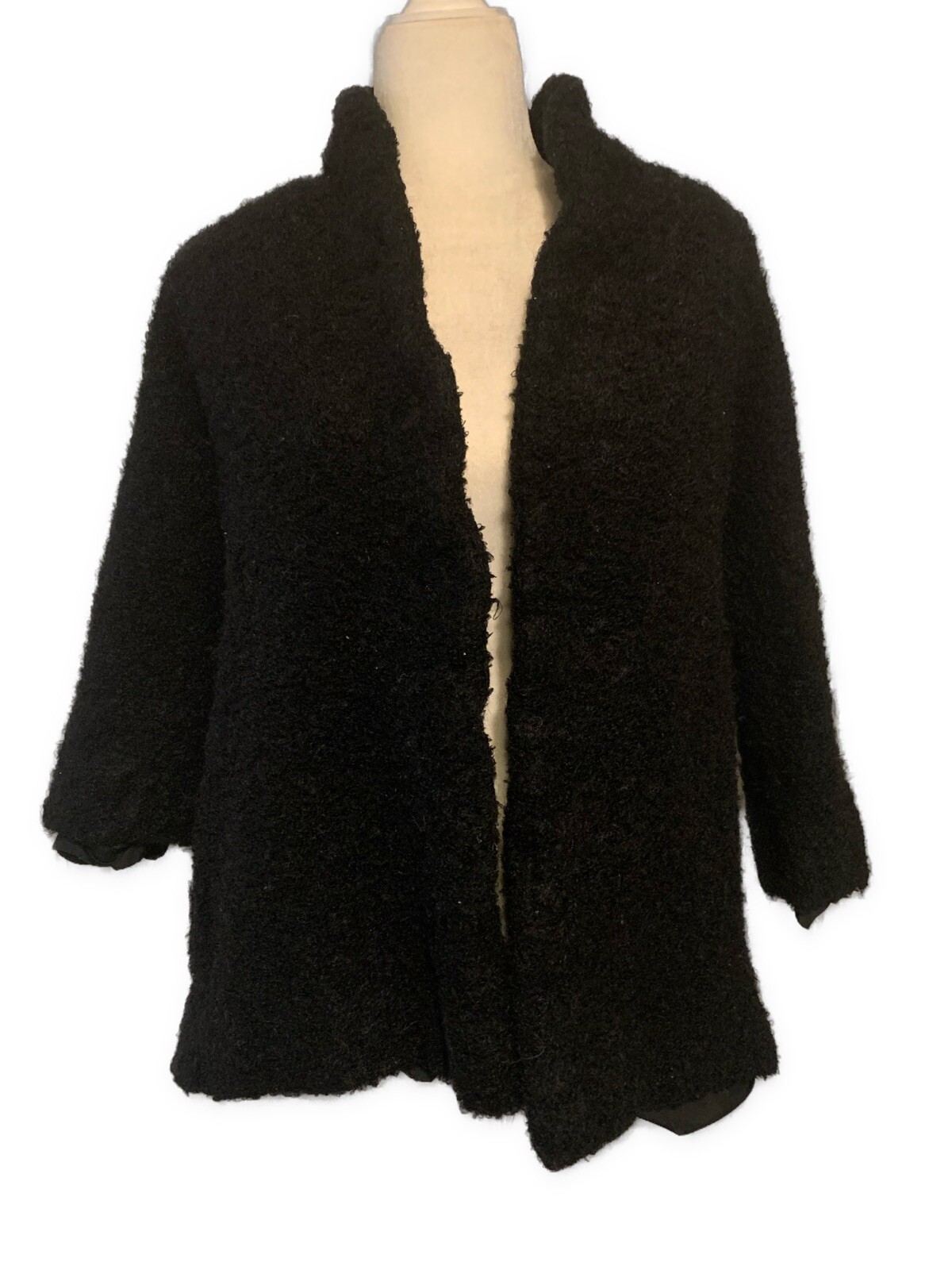 Forstmann Vintage Winter Solid Black Wool Long Sl… - image 1