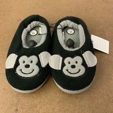 Boys Shoe Size Medium 12/13 Black Gray Animal Adjustable House Slippers NWT