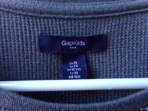Girls GAP Gray Shirt Size XL 12 Metallic Sparkly Silver Thermal Waffle Weave - Picture 6 of 17