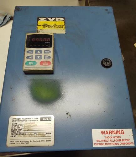 Parker Zenith Enclosure VFD Drive 007B21A Delta Electronics 240V 1Ph to 1Hp 3Ph