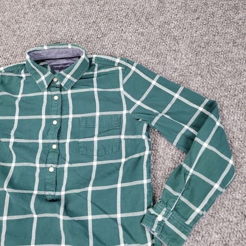Camisa Tommy Hilfiger Mujer Mediana Verde Blanca Geométrica 1/2 Botón Pullover - Imagen 4 de 19