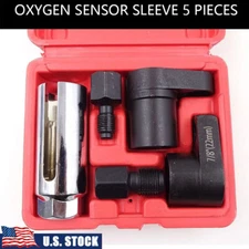 5 pcs Car O2 Oxygen Sensor Socket Set Wrench Remover Tool and Thread Chaser Set
