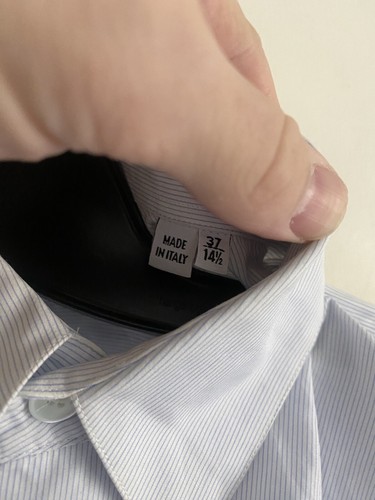 Camisa Helmut Lang Para Hombre Azul Blanco Rayas Logo Botón 37 14.5 - Imagen 4 de 6