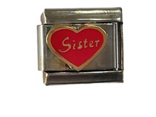 SILVER ITALIAN CHARM HEART LINK LOVE MY SISTER fits all design 9mm bracelet V10