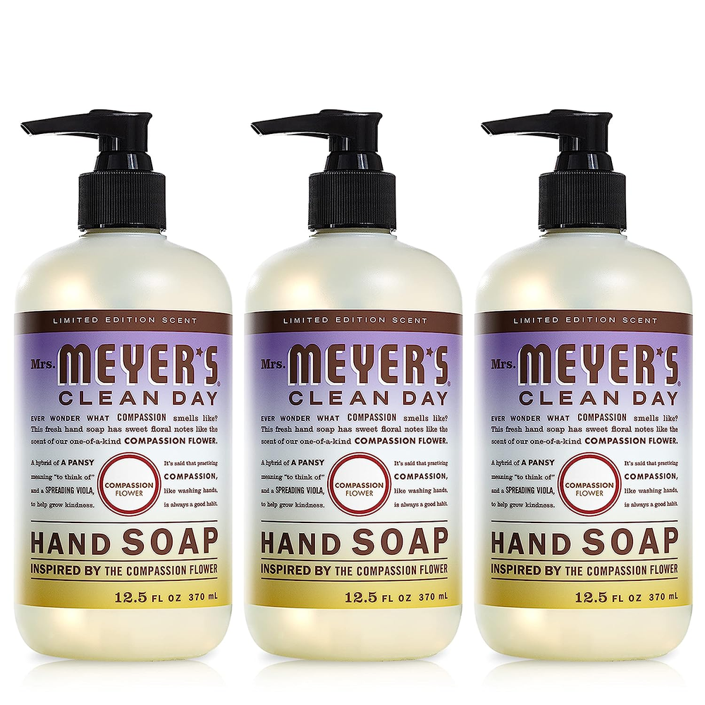 MRS. MEYER'S CLEAN DAY Hand Soap, Compassion Flower, 12.5 fl. oz - Pack Of 3