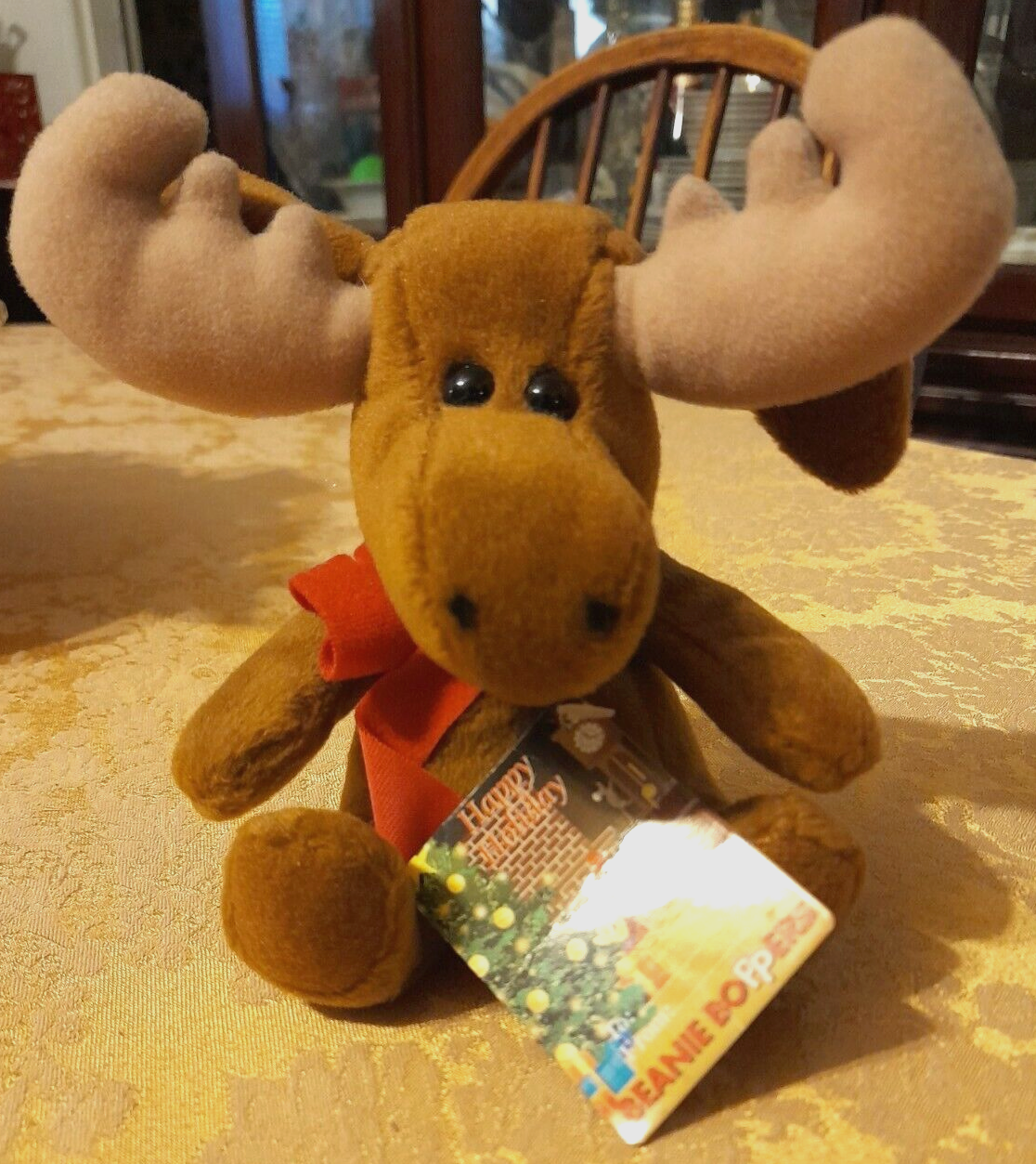 Beanie Boppers Christmas Moose Plush With Red Scarf-image