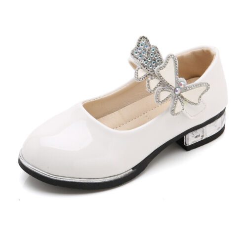 Children Kid Girls Princess Shoes Formal Heels Party Wedding Leather Dress Shoes - Picture 9 of 29