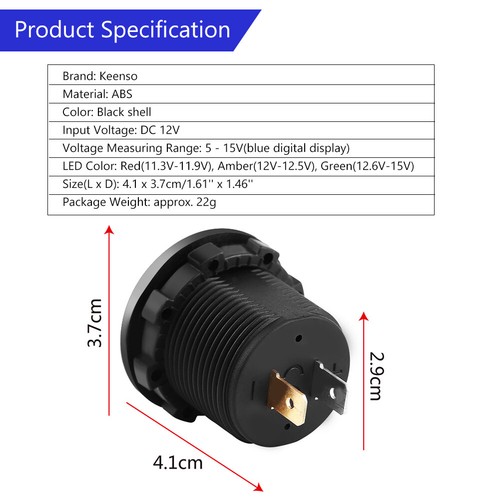 NEW 12V Motorcycle Car LED Digital Display Voltmeter Waterproof Voltage Volt - Picture 3 of 9