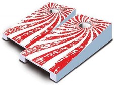 RED SWIRL DESIGN TABLETOP Desktop Cornhole Boards Game Set Mini Miniature