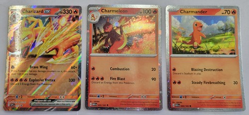 JUEGO PROMOCIONAL POKEMON CHARIZARD EX SVP161 + CHARMELEON 005 + CHARMANDER 004 COSMO CASI NUEVO - Imagen 2 de 2