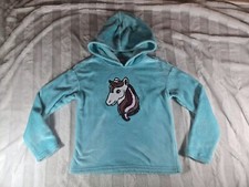 BCBG Girls Aqua Blue Long Sleeve Plush Sequin Unicorn Hoodie Size Medium 10/12