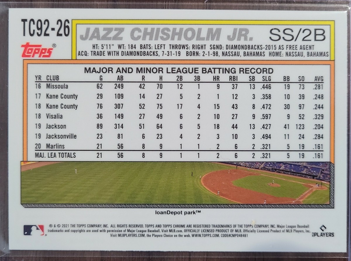 【ワンオーナー品】topps 2021 JAZZ CHISHOLM jr Amazon.com: 2021 Topps Update #US114 Jazz Chisholm Jr