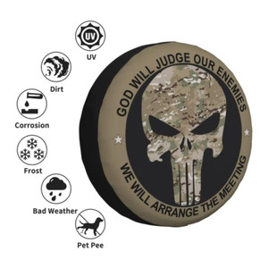 Pirate Skull & Compass Crashing Wave Spare Tire Cover - Jeep
