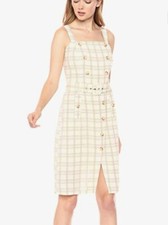 J.O.A. Button Detail Sleeveless Midi Dress M NWT plaid