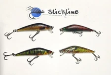 SLICKLINE 80mm Diving Floating Rattling Minnow Jerkbait Fishing Lure 4 COLORS