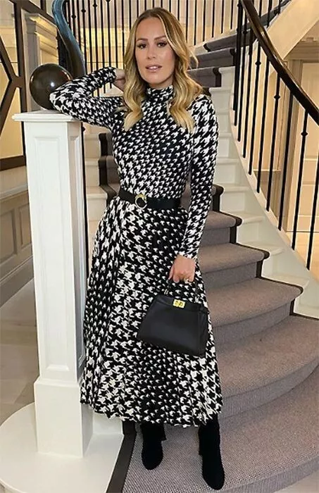 H&m black and store white checked dress