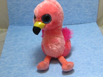 Ty TySilk Gilda Flamingo Beanie Boos Boo Big Eyes 8.5'' Tall Pink No Hang Tag EUC