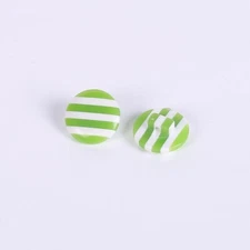 Resin Buttons 14mm x 14mm - Green White Striped Pattern - Shank - Acrylic Button