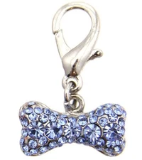 Blue Pave Crystal Bone Dog Collar Charm, Zipper Pull, Purse Charm