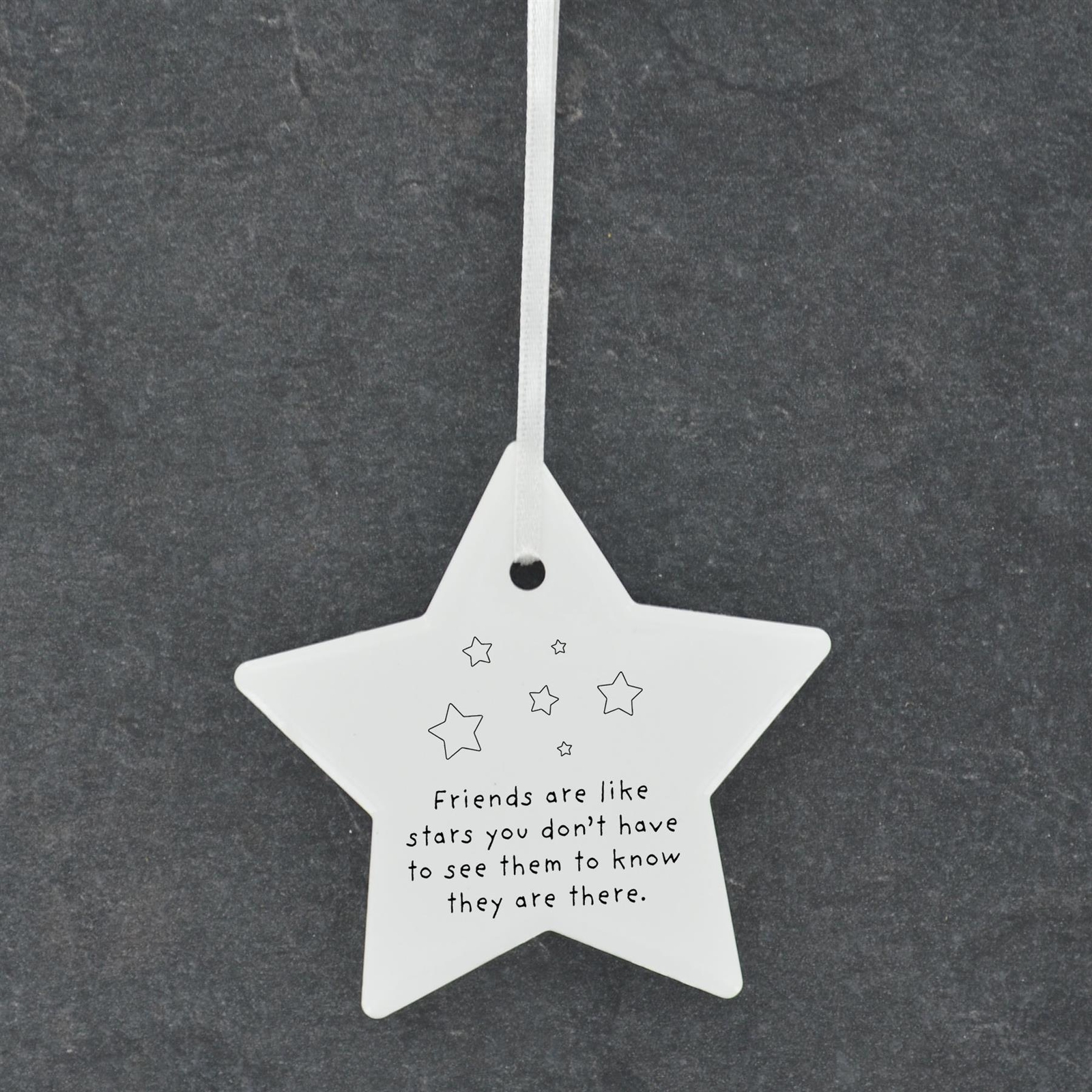 Friends Are Like Stars Line Drawing Ceramic Christmas Bauble Ornament