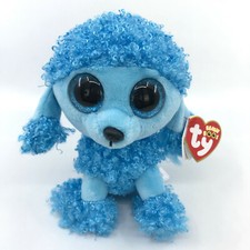 TY Beanie Boos Mandy Poodle Dog 2017 NEW 6in Blue Sparkle Eyes Plush
