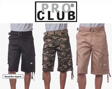 Pro Club Men's Cotton Twill Camo Cargo Shorts with Belt Regular Big Tall w/ belt