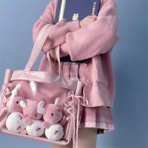 Japanese Lolita Harajuku Shoulder Bag Ribbon Itabag Cosplay Transparent Handbag 