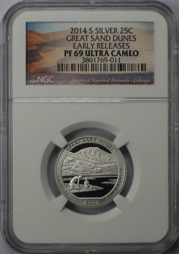 2014-S 25c Great Sand Dunes Silver Quarter - NGC PF 69 Ultra Cameo