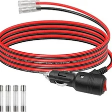 12 volt Replacement Cigarette Lighter Male Plug with Leads & LED Light  1M/3.3Ft