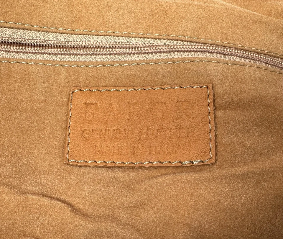 Falor Italy Tan Beige Reptile Embossed Leather Purse Handbag Tote Bag Satchel - Image 4 of 4