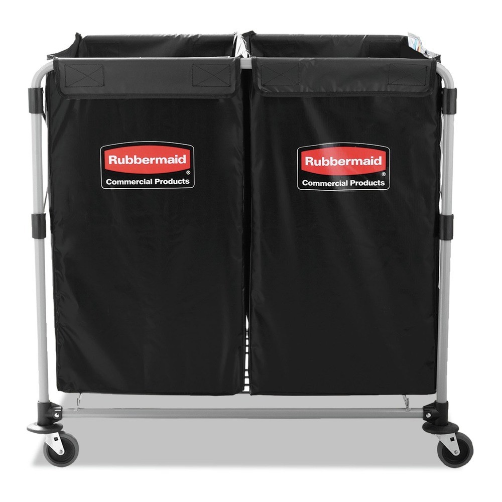 Rubbermaid Commercial 1881781 2-Compartment Collapsible Cart - Black/Silver New