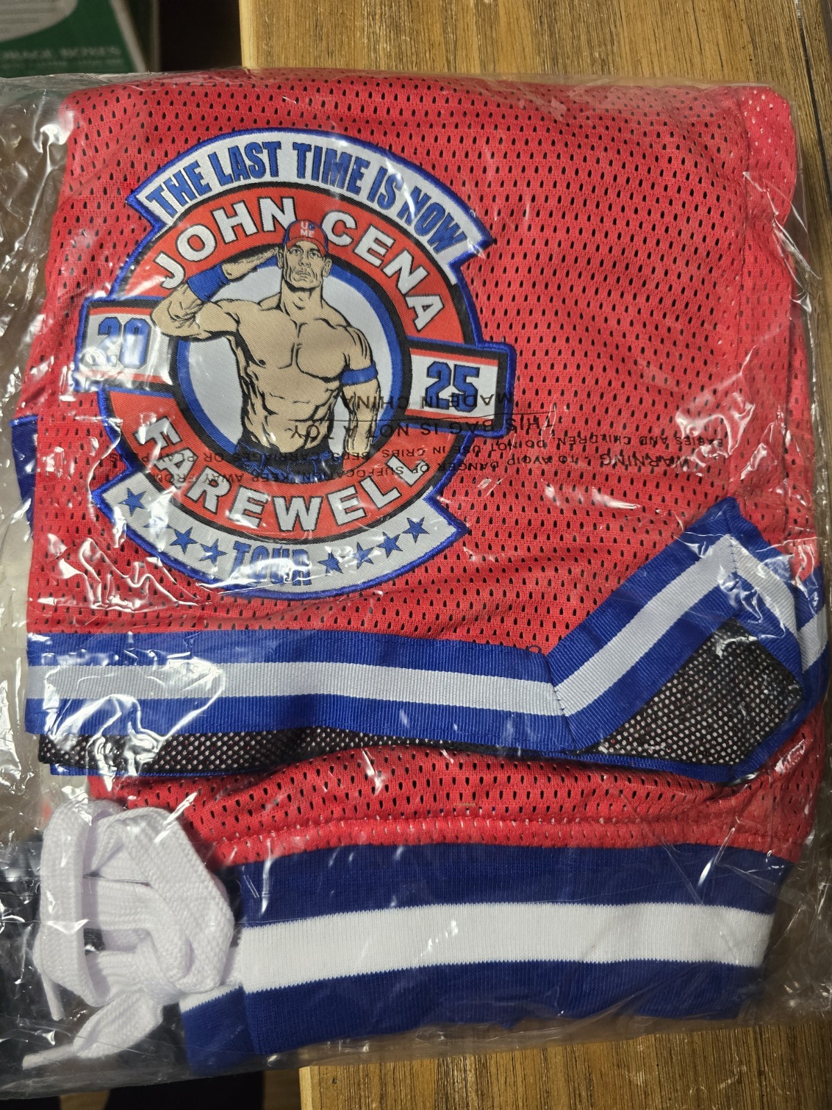 OFFICIAL WWE Men's Red JOHN CENA Farewell Tour Mesh Shorts XL (2025)