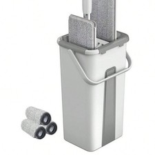 Effortless Clean Flat Mop Bucket Set Dual Water System Sleek Home Care