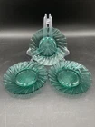 Vintage Jeanette Teal Blue Glass Saucers - Set Of 3