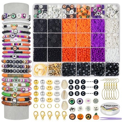 3300+PCS Clay Beads Bracelet Making Kit,Halloween DIY Flat Preppy Beads for F...
