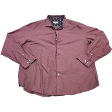 Ted Baker Dress Shirt Mens 2XL Red Check Long Sleeve Button Front Cotton Casual