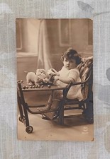 Carte Postale Ancienne Photo Enfant Bébé Jouet Chien CPSM 1930