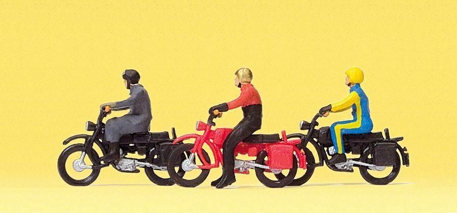 Motorcyclists (3) Exclusive HO/OO Figure Set Preiser 10081