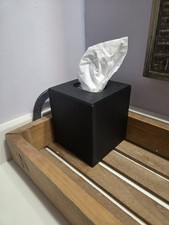 Modern Plastic Black Square Tissue Box Cover Matte Finish