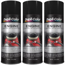 Duplicolor DE1635 (3-Pack), Engine Enamel Paint, Semi-Gloss Black, 12 oz Aerosol