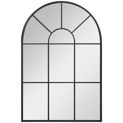HOMCOM Moderner Rundbogenfenster Wandspiegel für Wohnzimmer Schlafzimmer, 91x60cm, Schwarz