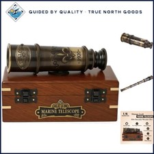 Antique Nautical Telescope 15 Inch with Wooden Box and 25x Magnification